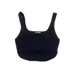 Women M Aritzia Babaton Navy Cropped Sculpt Knit Bustier Square Neck Tank Top